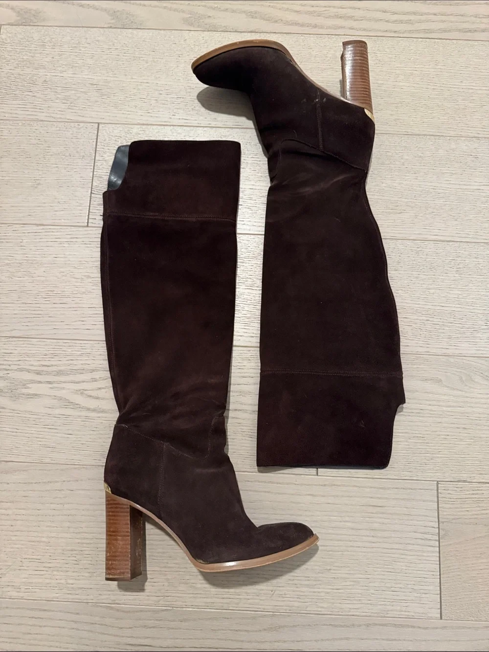 Michael Kors Dark Brown Suede Over-the-Knee Heeled Boots